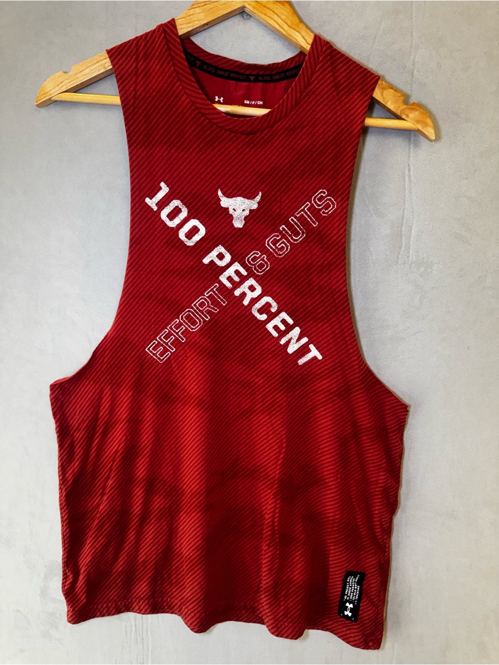 Under Armour Project Rock Tank Top S Red 100 Percent Effort Muscle Gym Shirt